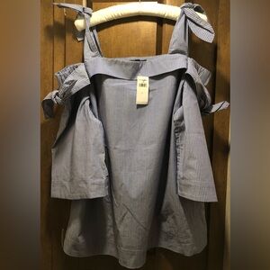 NWT Banana Republic Blue White Striped Double Ties Stretch Cotton Top